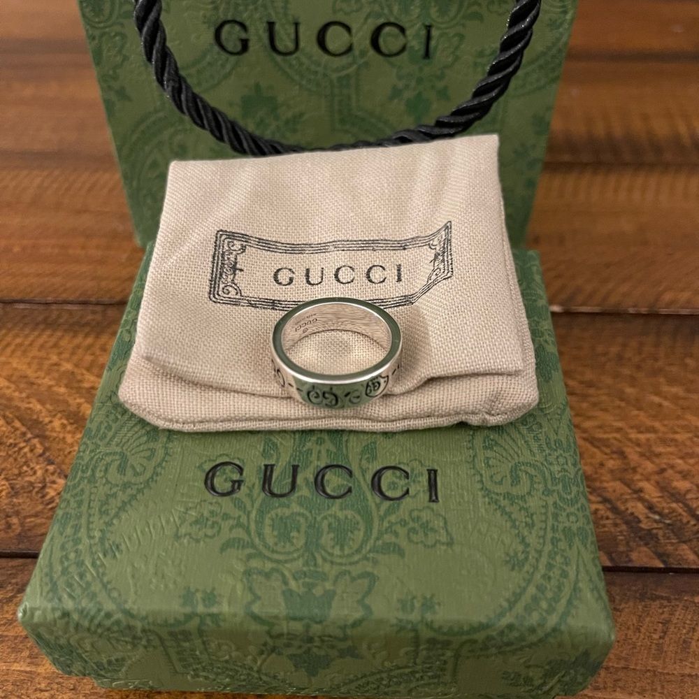 Gucci Ghost Ring 6mm Aureco Black Finish in Sterling Silver Size US 7 MR…